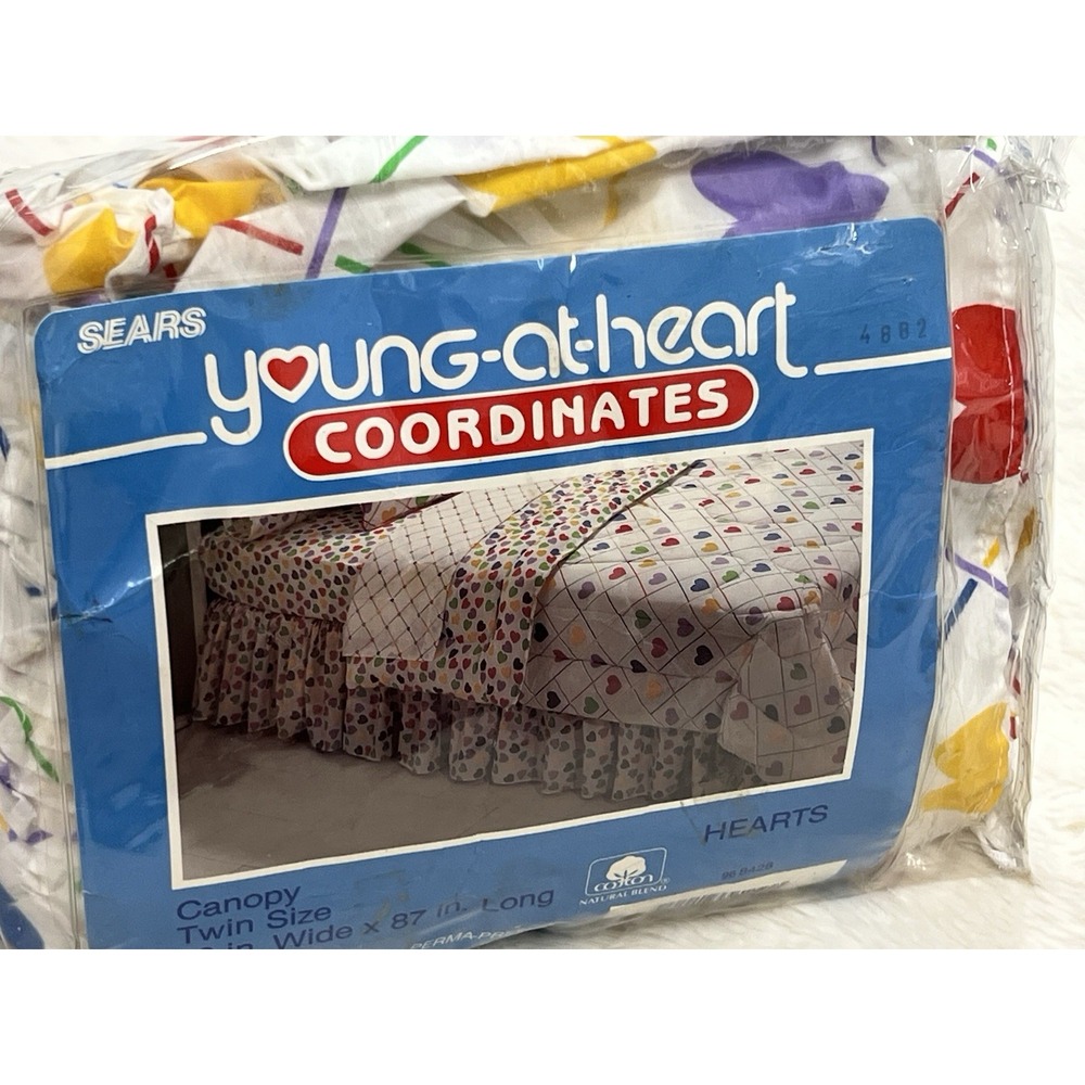 Vintage Sears Young at Heart Rainbow Heart TWIN CANOPY ONLY New Old Stock RARE!